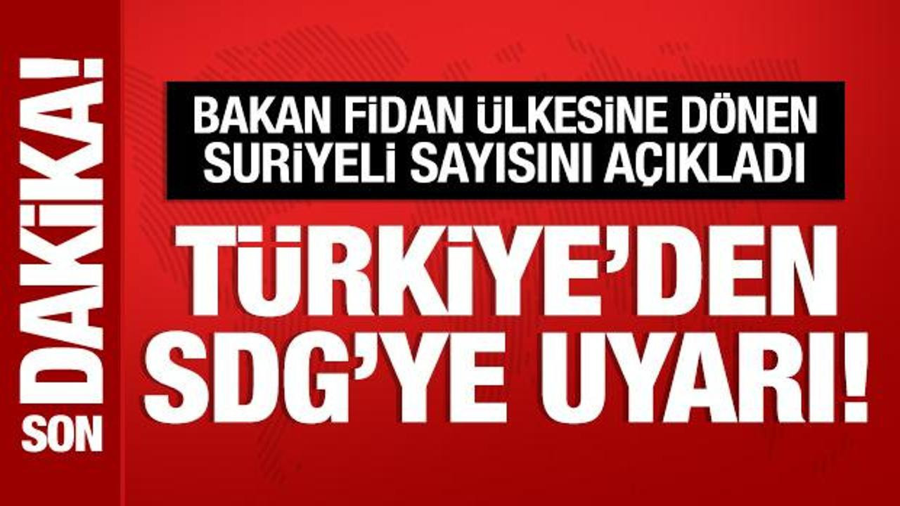 Bakan Fidan'dan SDG'ye uyarı: Mutabakata uyun!